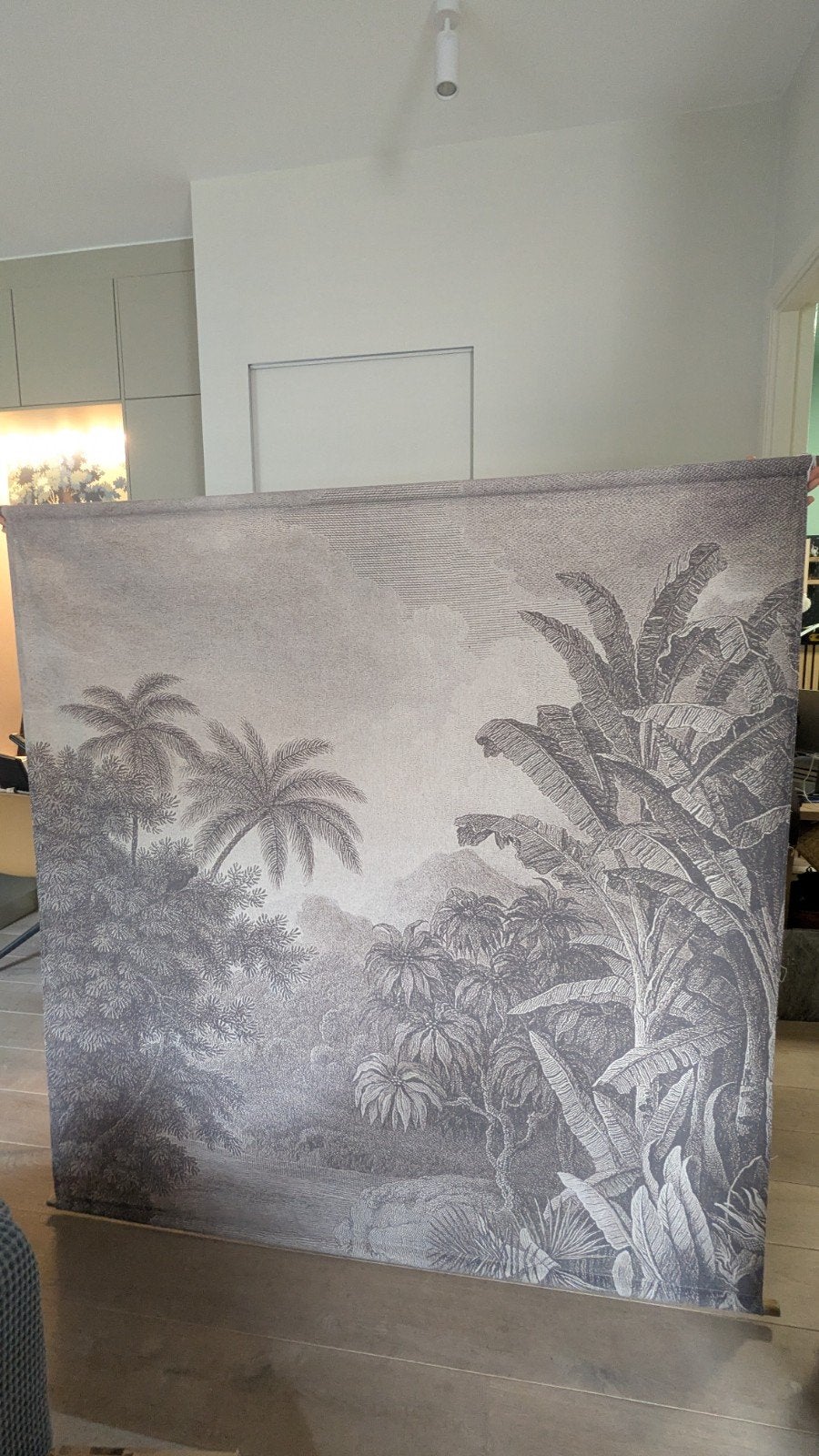 Jungle print wandkleed - Zwart-wit tropisch decor, Huis en Inrichting, Ophalen, Gebruikt, Zwart, Modern