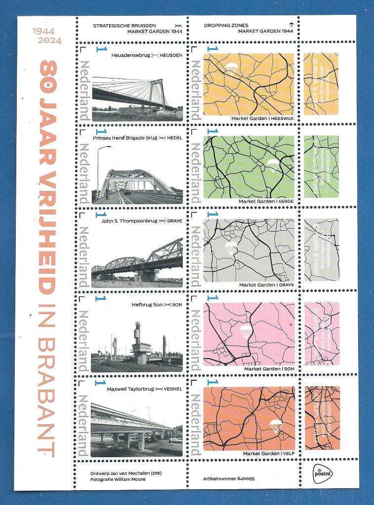 80 jaar vrijheid in Brabant (postzegelvel), Verzenden, Na 1940, Postfris