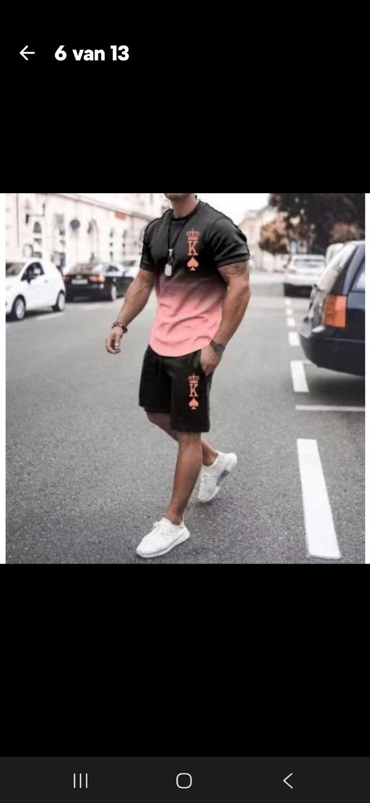 Heren T-shirt en korte broek set met kroonprint, Ophalen, Nieuw, Onbekend