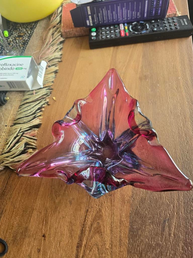 Vintage Murano asbak roze paars blauw glas, Ophalen of Verzenden