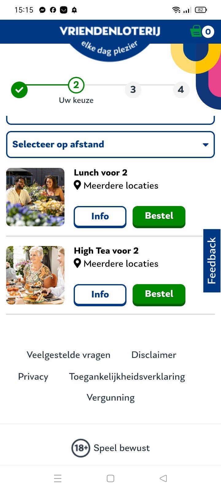 lunch of high tea voor 2 , 4 personen, Drie personen of meer, Cadeaubon, Arrangement, Overige typen