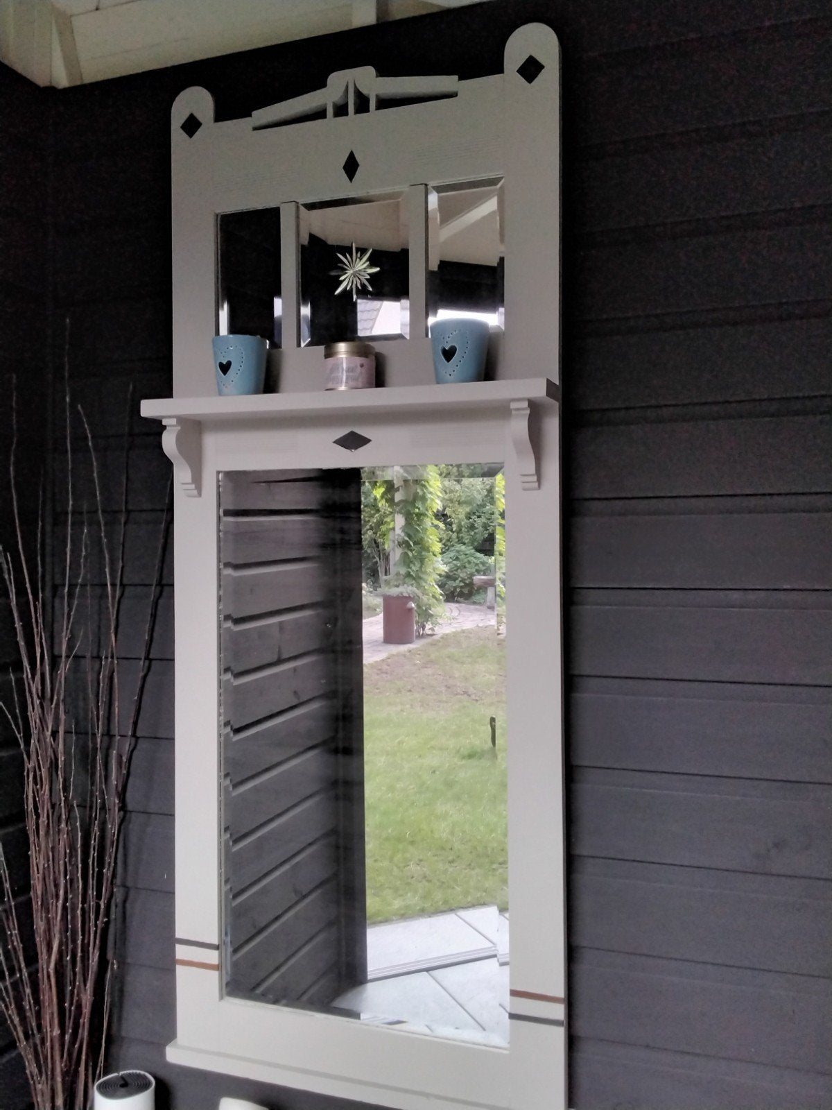 grootmoeders spiegel., Ophalen of Verzenden, Hout, 75 tot 150 cm, Raamkozijn