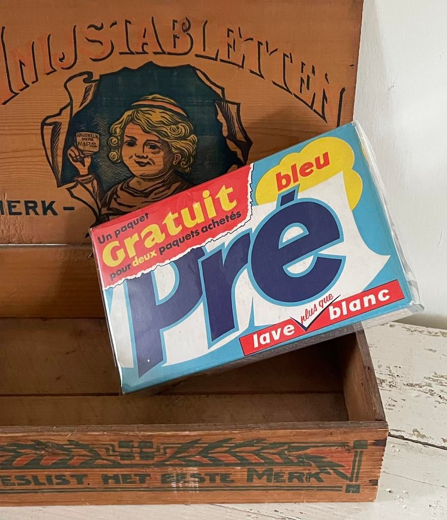 Brocante oude volle verpakking PRE waspoeder, Ophalen of Verzenden