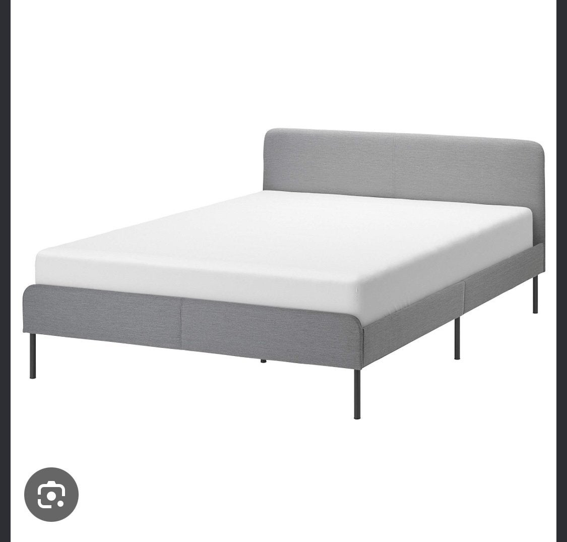 Slattum licht grijs bed 160x200, Ophalen, Tweepersoons, Zo goed als nieuw, Grijs