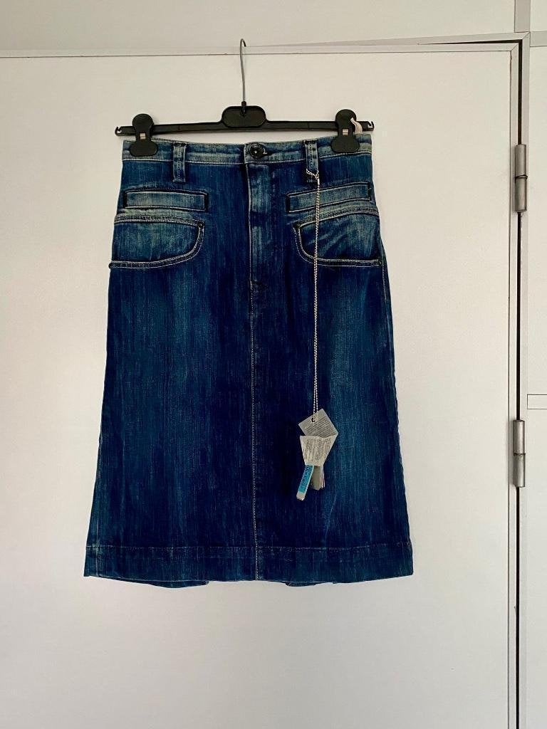 H706 Nieuw Nolita mt 36=S lange spijkerrok rok jeans spijker, Blauw, Nieuw, Ophalen of Verzenden, Knielengte