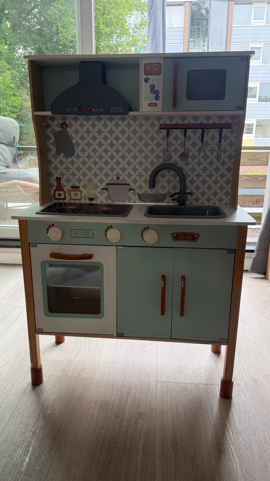 Grote Speelkeuken met Accessoires en Speelgoedeten, Ophalen, Gebruikt, Hout, Speelkeuken