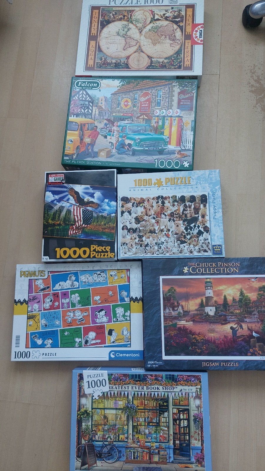 diverse merken puzzels van 1000 stukjes elk., Hobby en Vrije tijd, Ophalen of Verzenden, 500 t/m 1500 stukjes, Zo goed als nieuw
