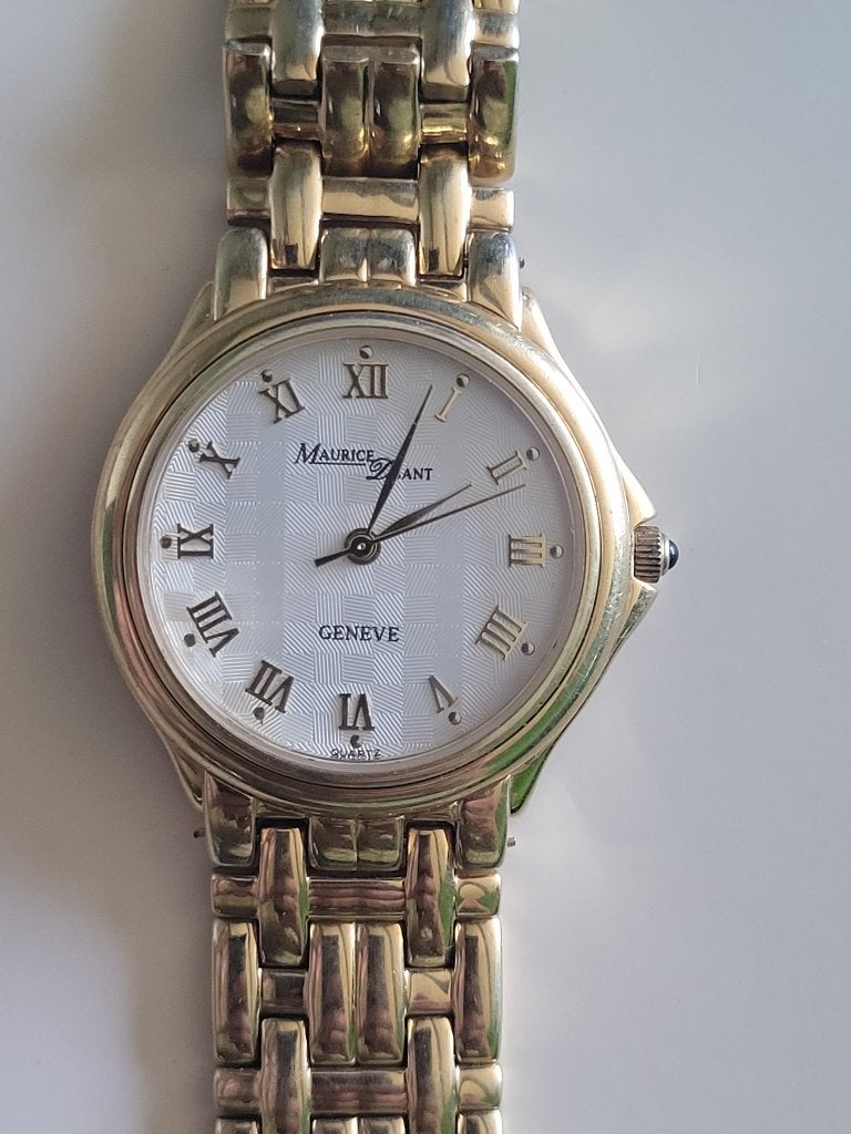 Maurice D'Sant Genève 18k gold-plated quartz watch, 35mm di, Overige merken, Gebruikt, Overige materialen, Ophalen of Verzenden
