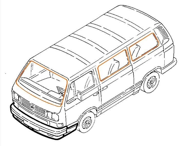 Raamrubberpakket T3 bus zonder chromen pees, Ophalen of Verzenden, Nieuw, Volkswagen