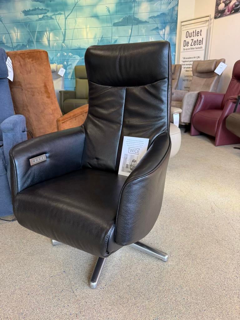 Twice moderne sta op stoel relax fauteuil gratis bezorging, Ophalen of Verzenden, Zo goed als nieuw, Leer, Ruim 100 fauteuils in alle maten en kleuren