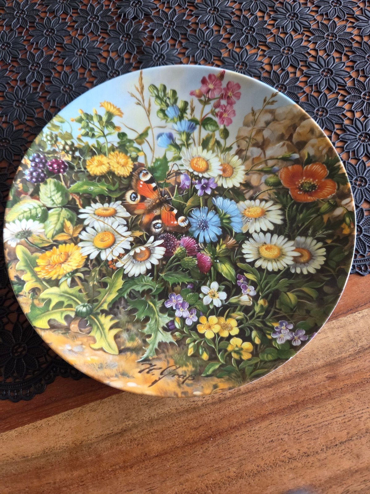 Decoratieve Porseleinen Wandplaat - Wilde Schoonheden, Antiek en Kunst, Ophalen