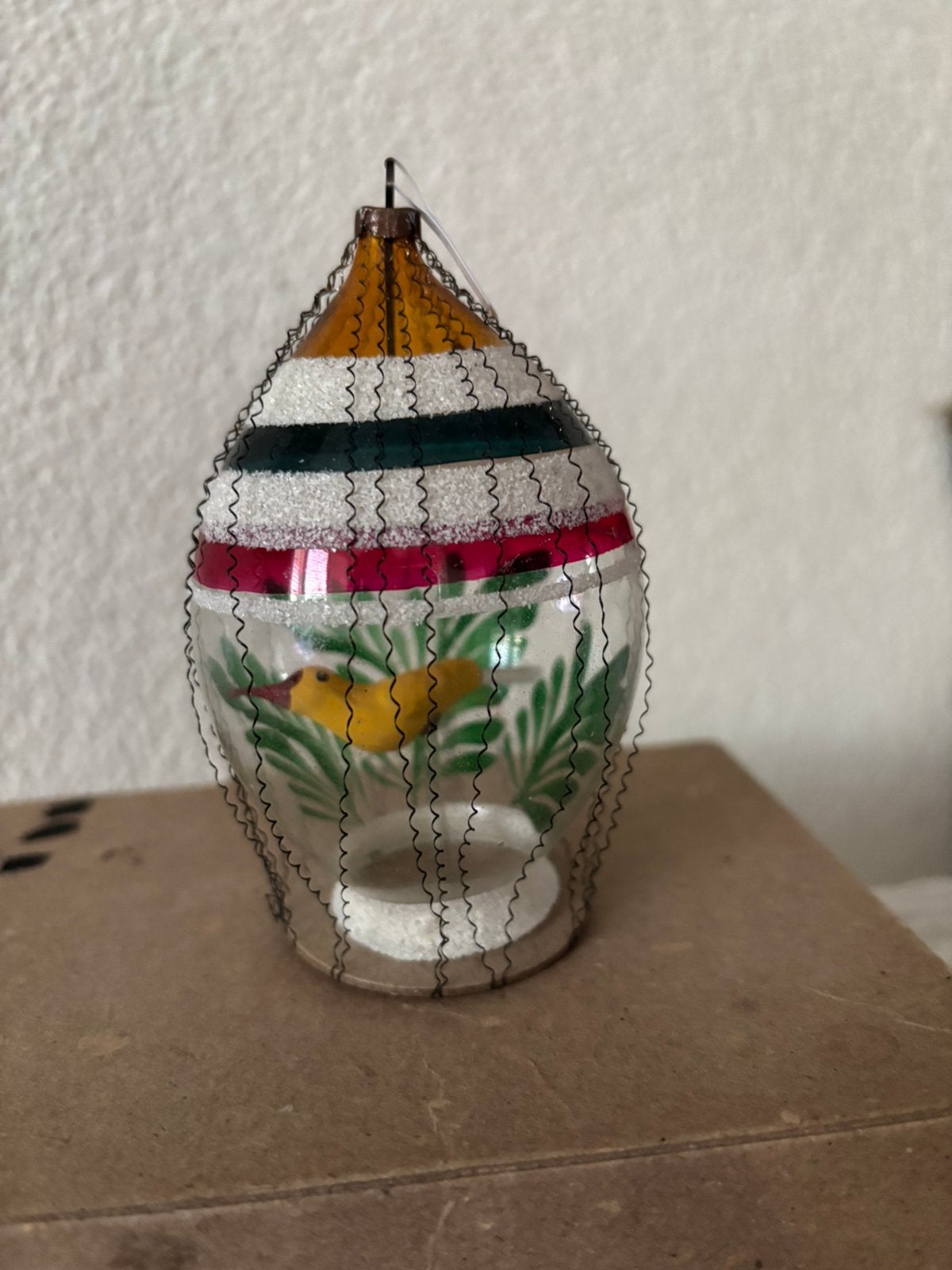 Oude kerstbal kooitje met vogel, Diversen, Kerst, Ophalen of Verzenden, Gebruikt