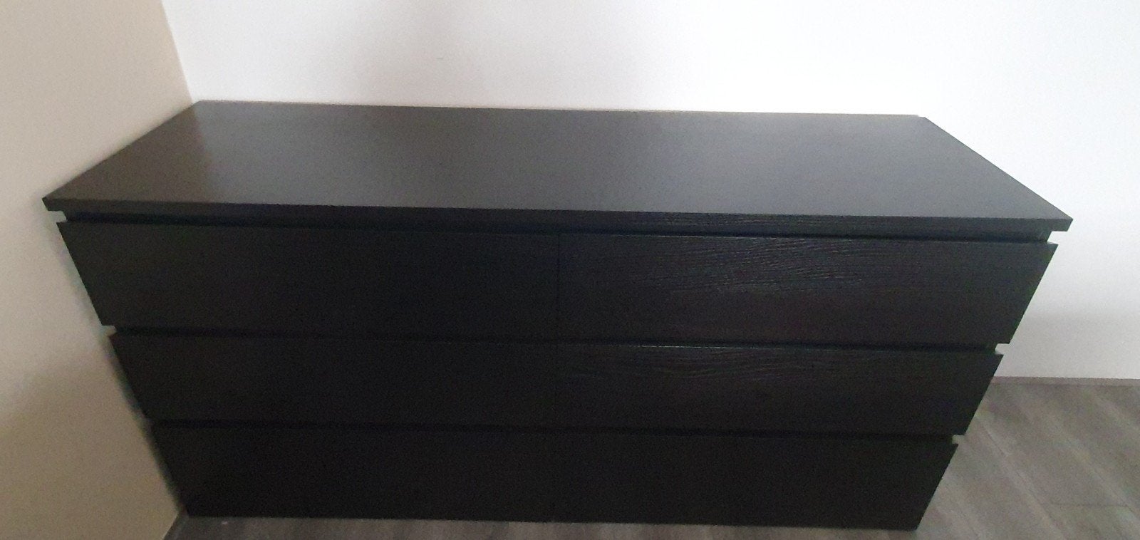 Malm Donkerbruine ladekast met 6 laden, Ophalen, Gebruikt, 5 laden of meer, 150 tot 200 cm