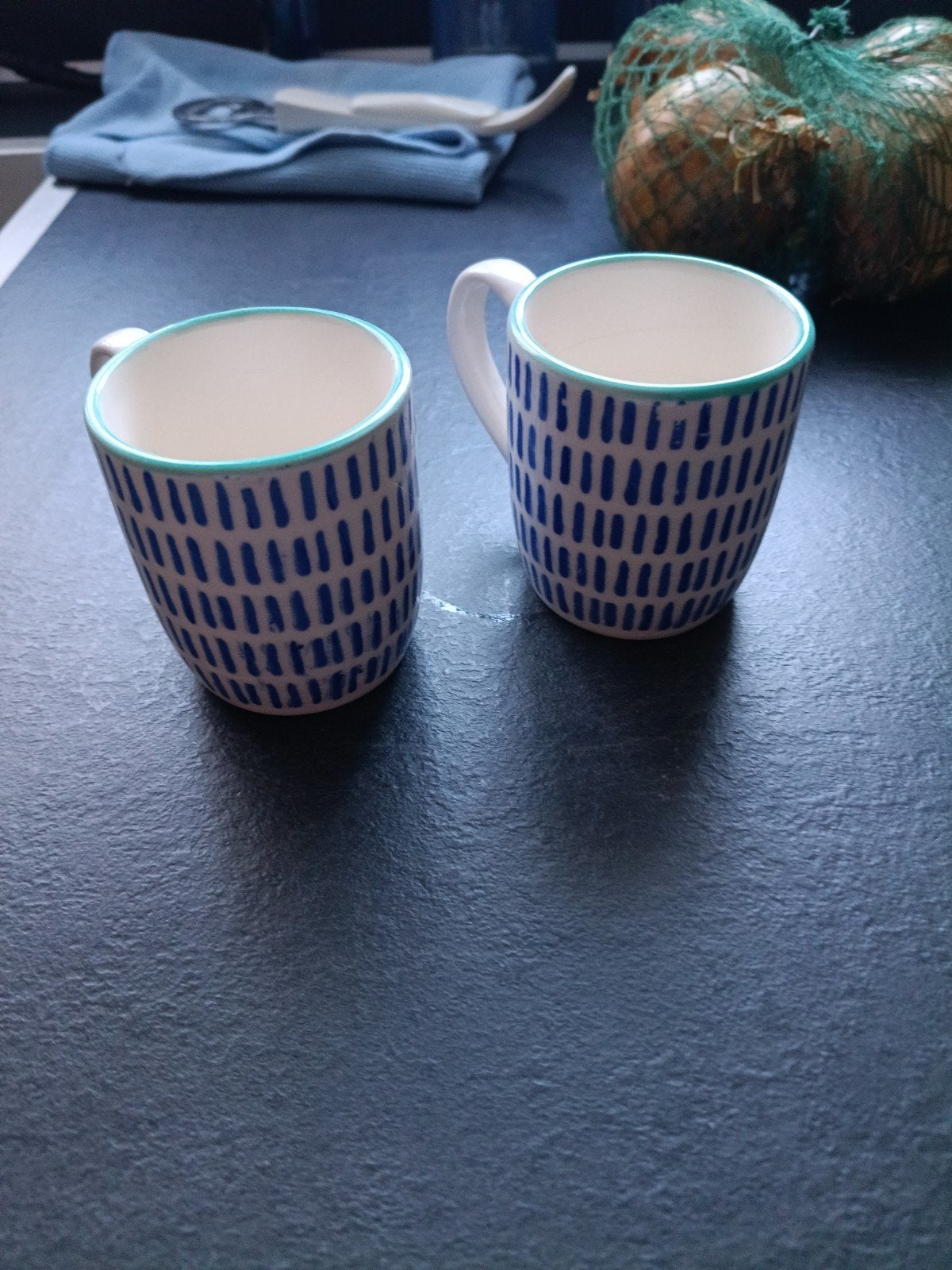 Set van 2 espresso kopjes Netro by Xenos mokken, blauw/wit, Gebruikt, Overige merken, Keramiek, Modern