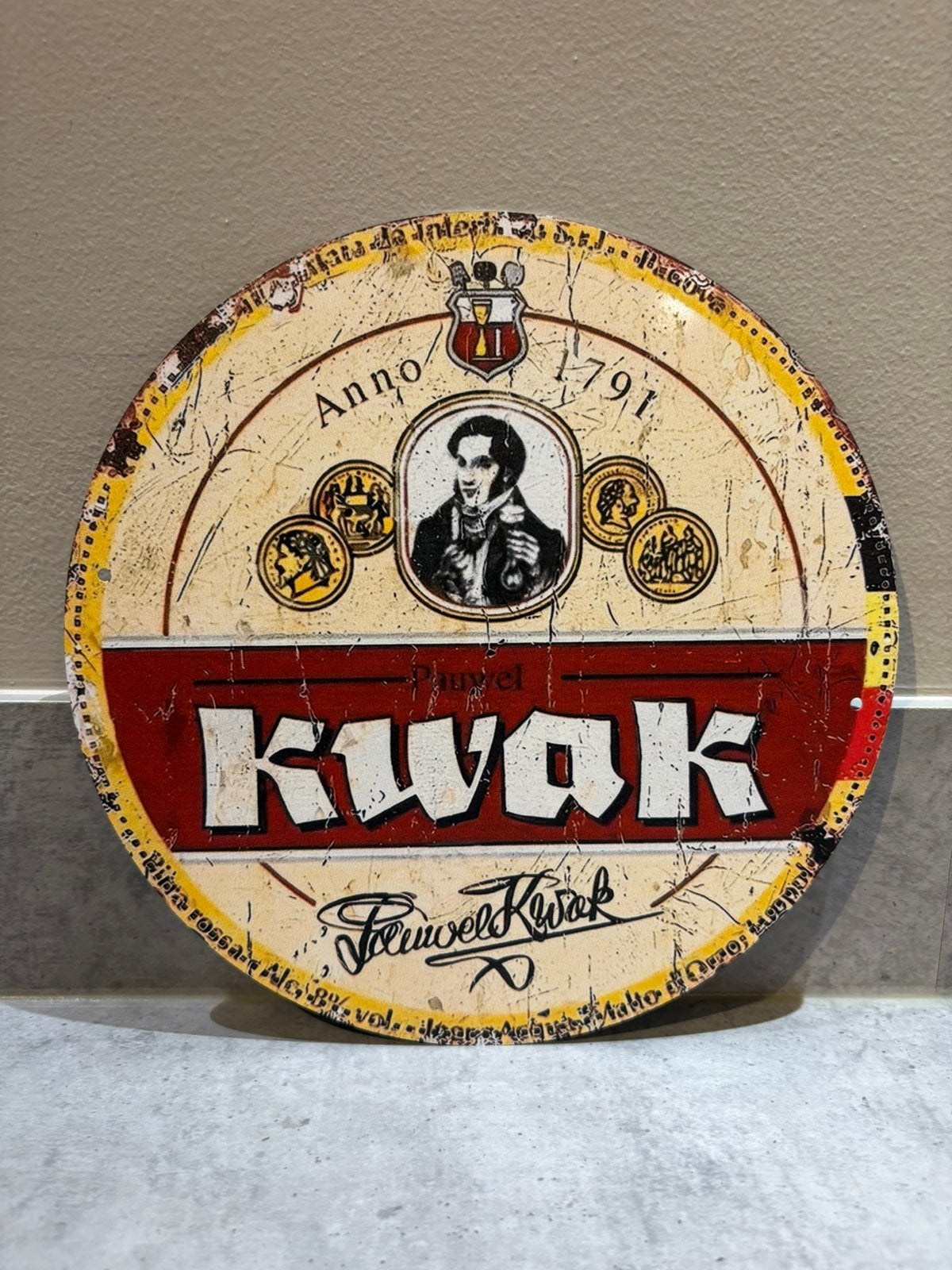 Mancave Bar Café Wanddecoratie metalen bordje merk Kwak bier, Verzamelen, Ophalen of Verzenden, Zo goed als nieuw, Reclamebord, Plaat of Schild