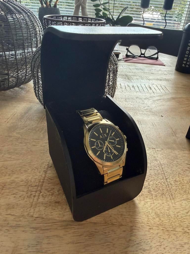 Armani Exchange herenhorloge goud/zwart, Sieraden, Tassen en Uiterlijk, Horloges | Heren, Gebruikt, Polshorloge, Overige merken
