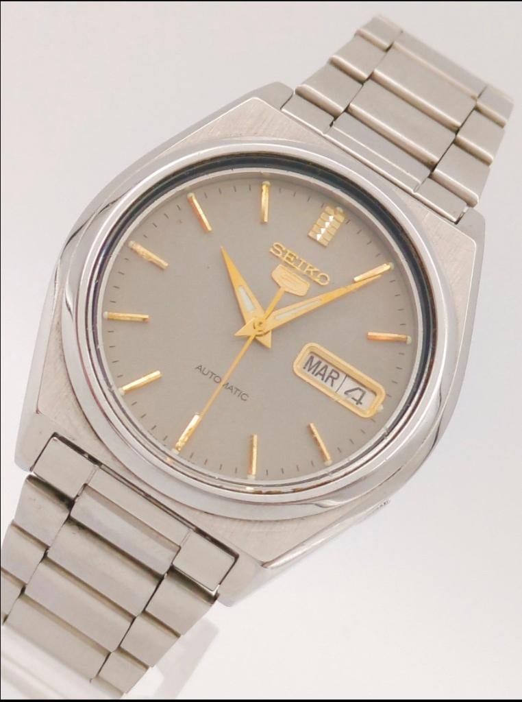 Seiko 5 automatisch authentiek vintage horloge vakkundig ger, Gebruikt, Staal, Polshorloge, Ophalen of Verzenden