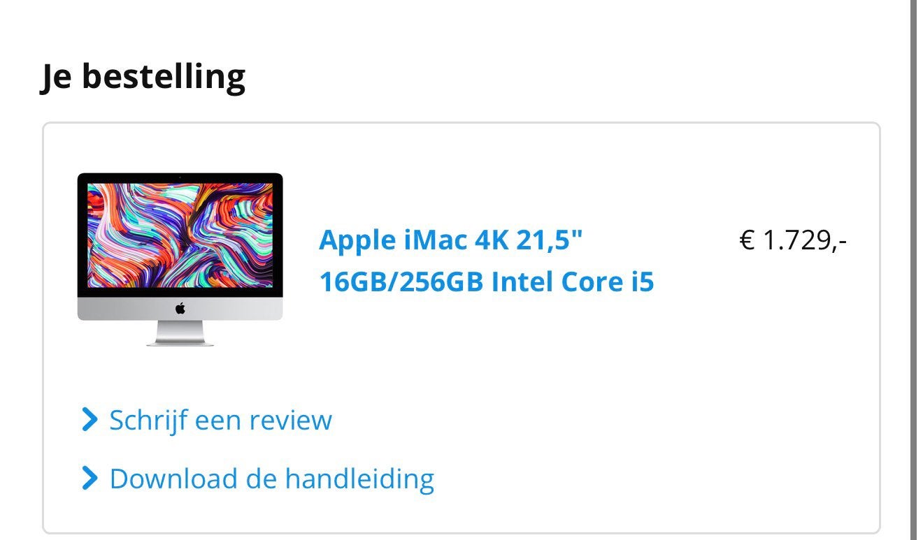 Apple iMac 4K 21,5" 16GB/256GB Intel Core i5, Computers en Software, Apple Desktops, Ophalen, Zo goed als nieuw, IMac