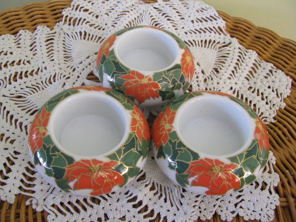 Arzberg * porselein * 3 x waxinelicht houder * KERST * voor, Ophalen of Verzenden, Zo goed als nieuw