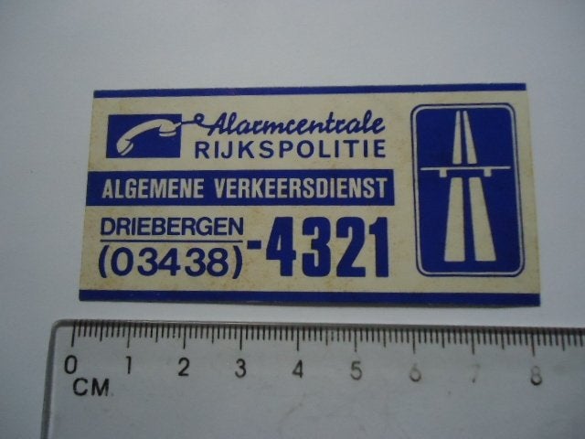 sticker oud Rijkspolitie Driebergen ALARM politie porsche re, Verzenden, Zo goed als nieuw, Bedrijf of Vereniging