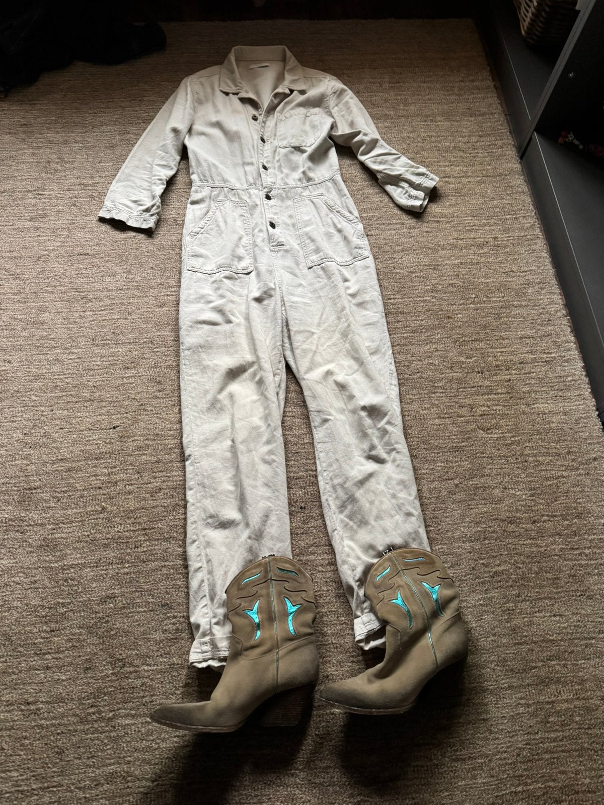 Jumpsuit By Bar mt M, Ophalen of Verzenden, Zo goed als nieuw, Maat 38/40 (M), Beige