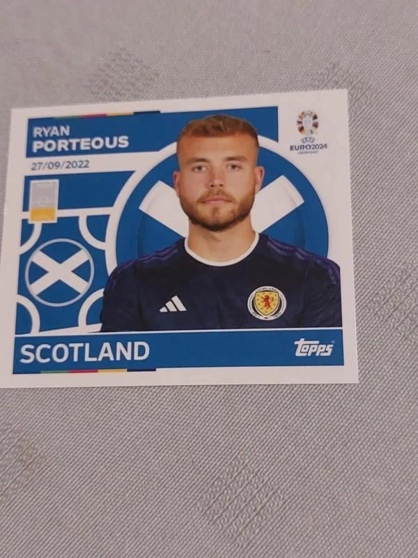 Topps/Sticker/Ryan Porteous/Schotland/UEFA EURO 2024, Verzenden, Zo goed als nieuw, Buitenlandse clubs, Poster, Plaatje of Sticker