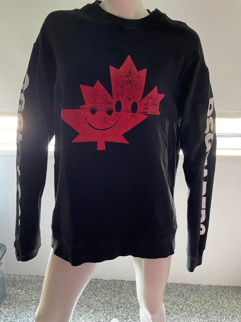 Dsquared2 sweater met leuke opdruk maat m, Ophalen of Verzenden, Zo goed als nieuw, Maat 38/40 (M), Zwart