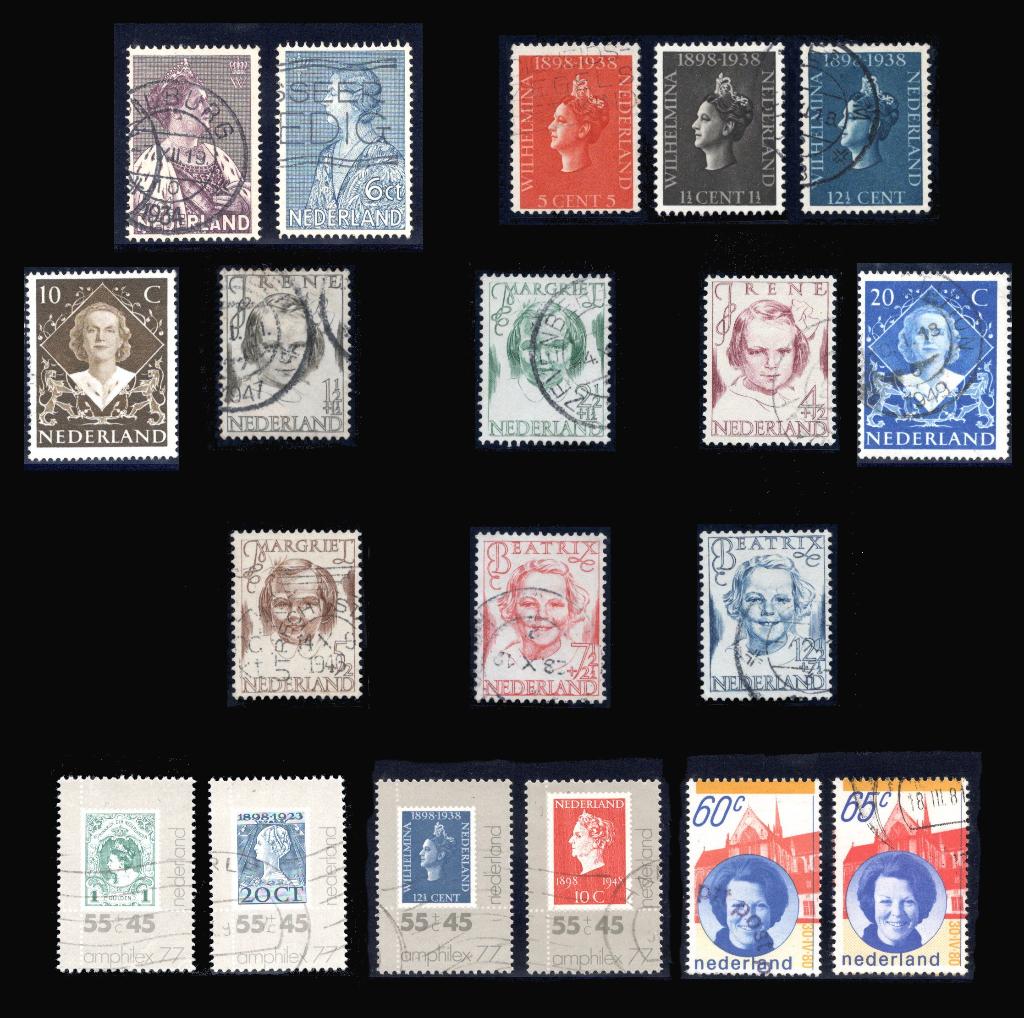 19 zegels oranje vorstenhuis, Postzegels en Munten, Postzegels | Nederland, Verzenden, Na 1940, Gestempeld