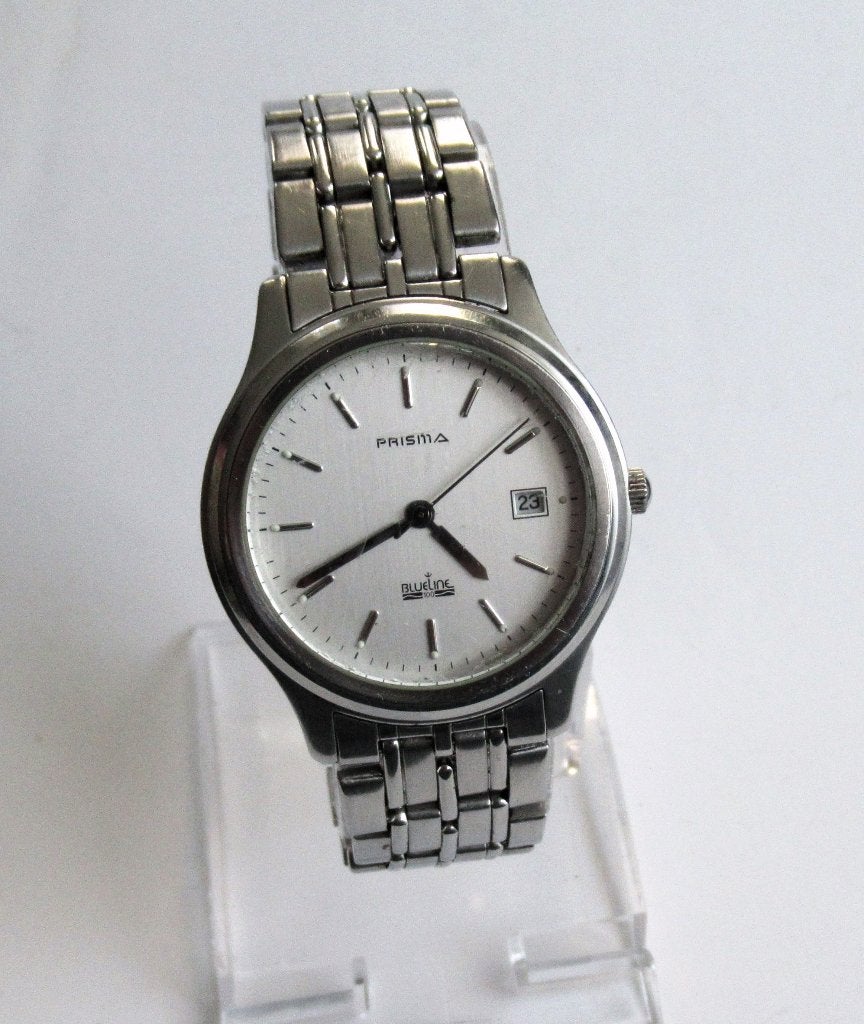 Prisma Blueline heren quartz horloge met kalender., Antiek en Kunst, Antiek | Klokken, Ophalen of Verzenden