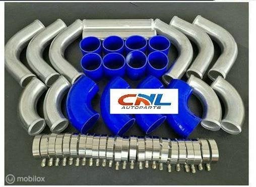 76mm Intercooler slang Piping pipe+BLUE hose+T-Clamp kits