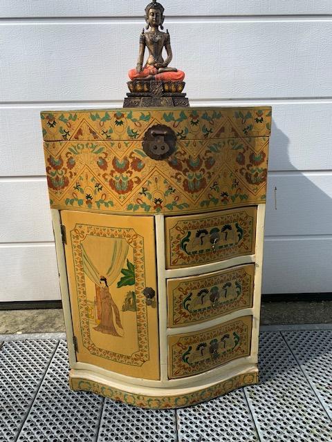 Tibetaanse buffetkast met klep, Gebruikt, 100 tot 150 cm, Ophalen of Verzenden, Tibetaans
