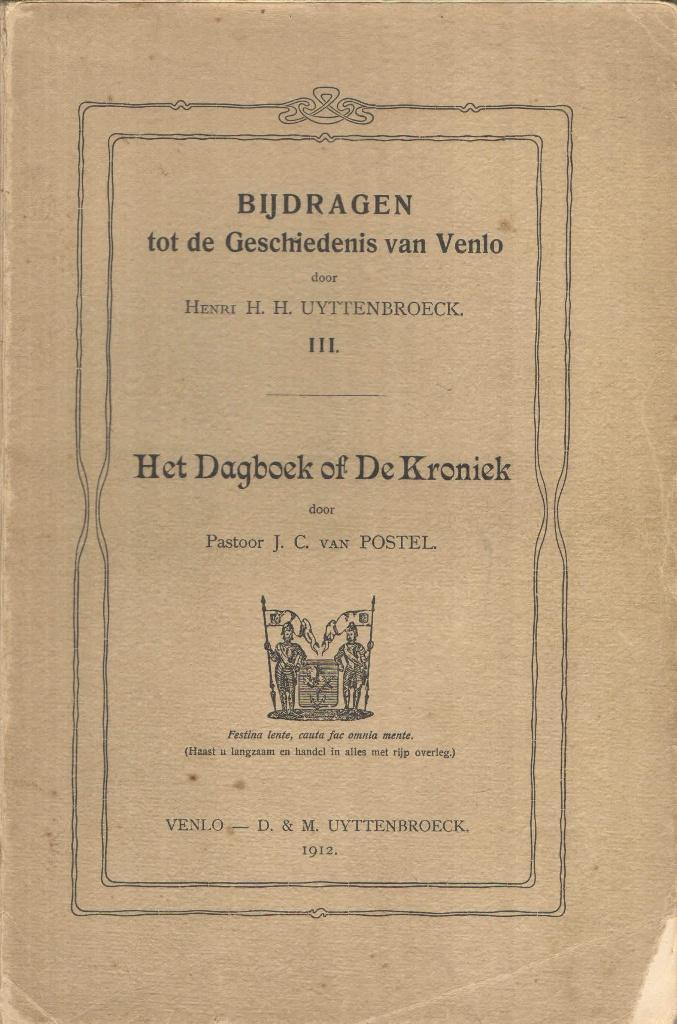 Het Dagboek of De Kroniek door pastoor J.C. van Postel, Gelezen, 19e eeuw, Ophalen of Verzenden, Pastoor J.C. van Postel