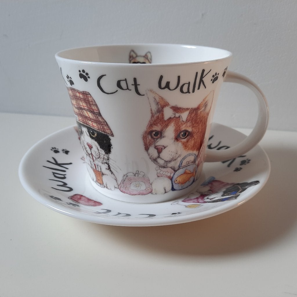 Roy Kirkham Animal Fashions Cat Breakfast kop en schotel, Overige merken, Nieuw, Ophalen of Verzenden, Overige stijlen