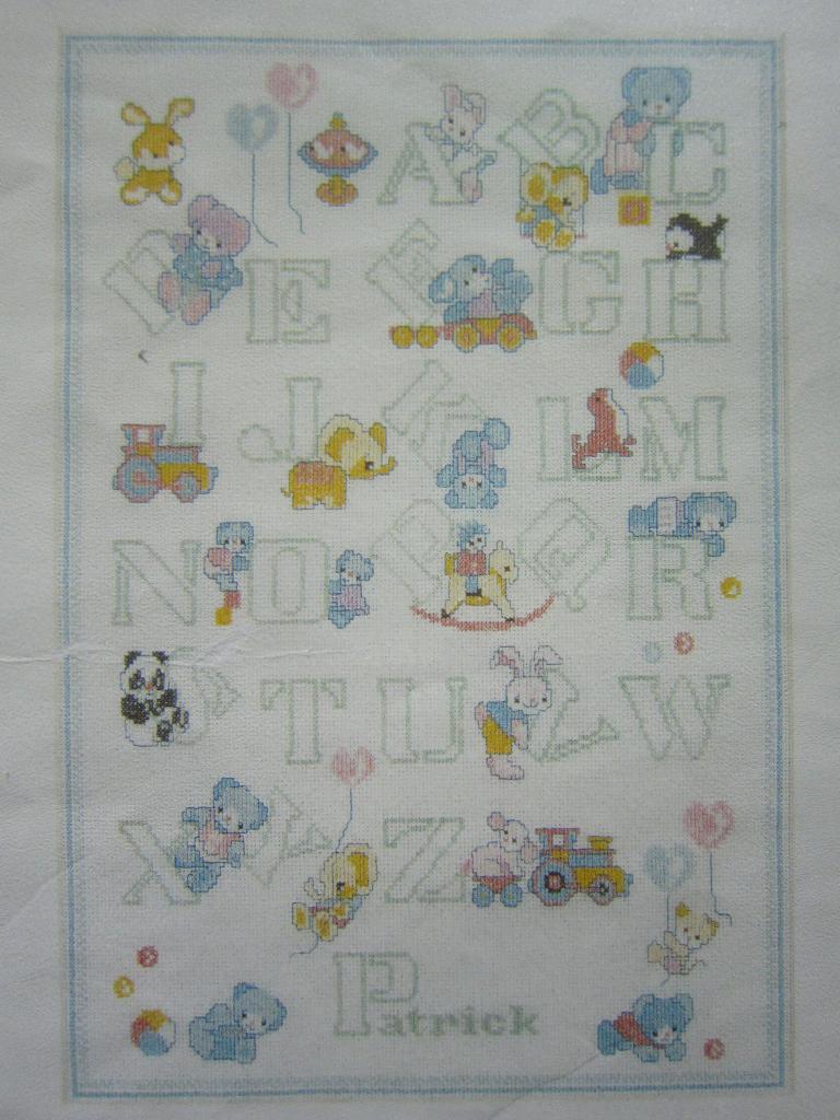 borduurpatroon KINDERKAMER  ABC beren aap noot mies, Ophalen of Verzenden, Zo goed als nieuw, Handborduren, Patroon