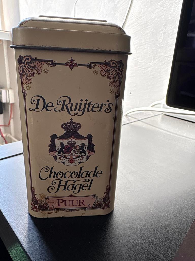 Vintage De Ruijter's Chocolade Hagel Puur Blik, Ophalen