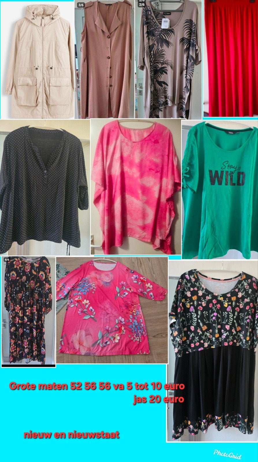 mt 52 54 56 diverse grote maten €5/€10 jas €20 nieuwstaat, Verzenden, Nieuw, Zwart, Blouse of Tuniek