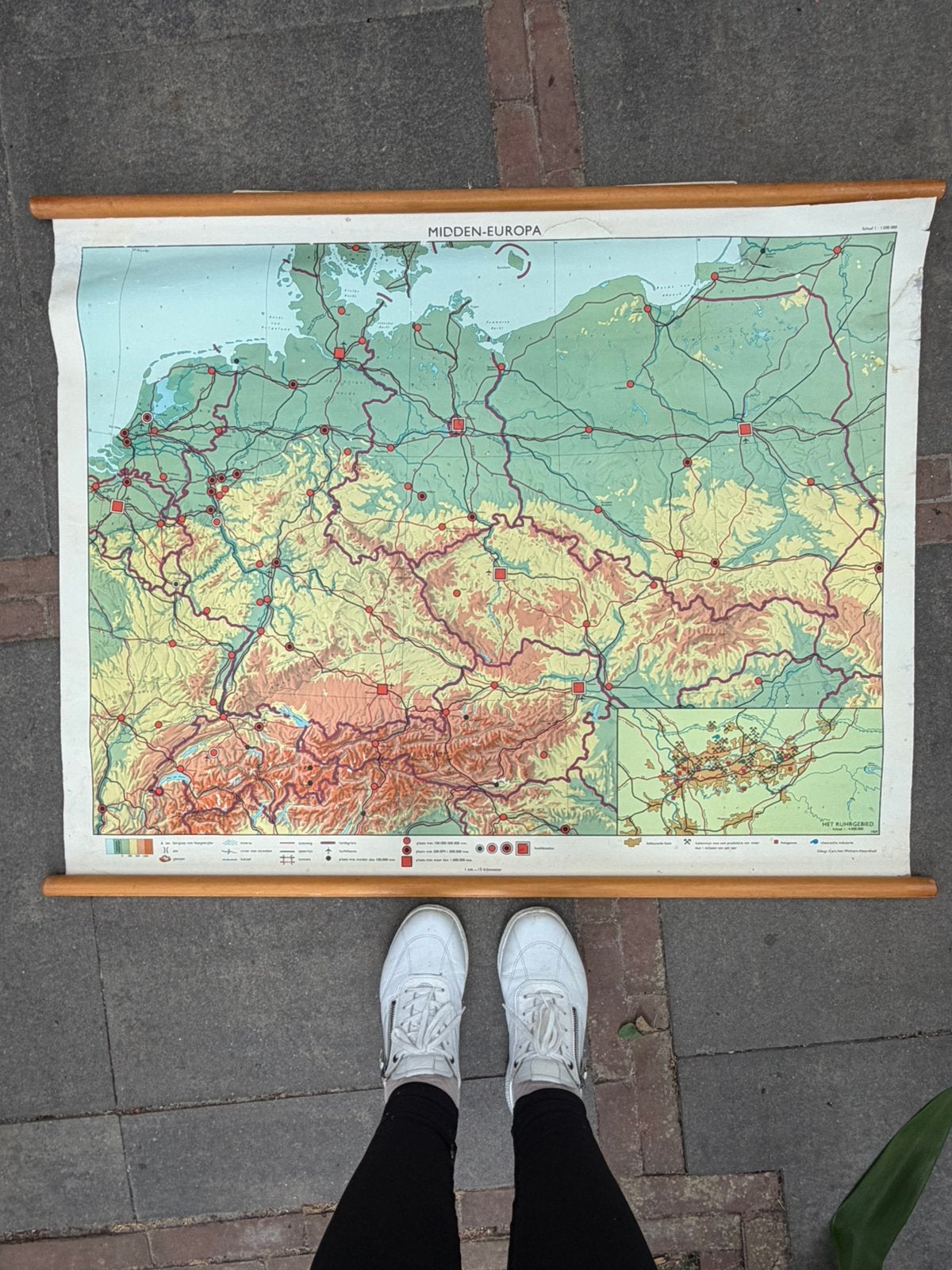Vintage schoolkaart Midden-Europa – oude wandkaart, Ophalen