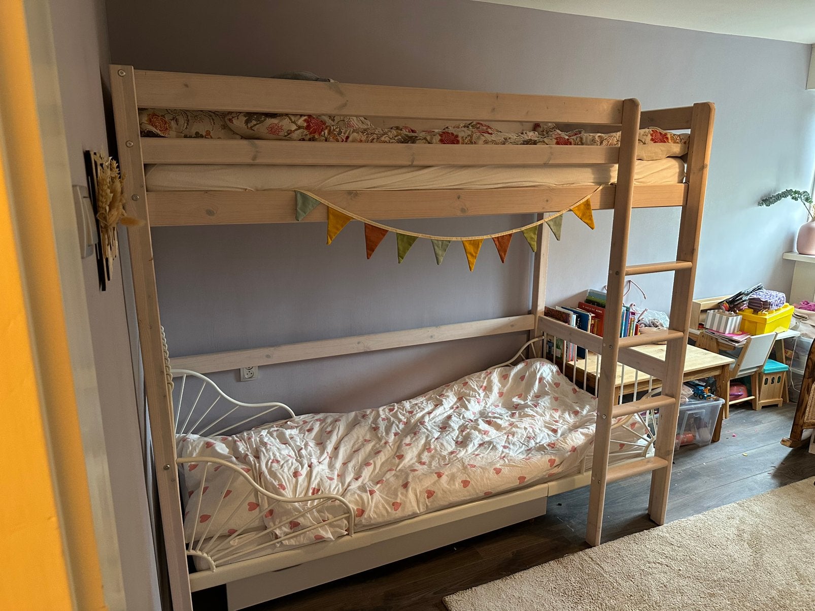 Houten IKEA hoogslaper 90x200 incl. matras, Ophalen, Gebruikt, Eenpersoons, 160 tot 180 cm