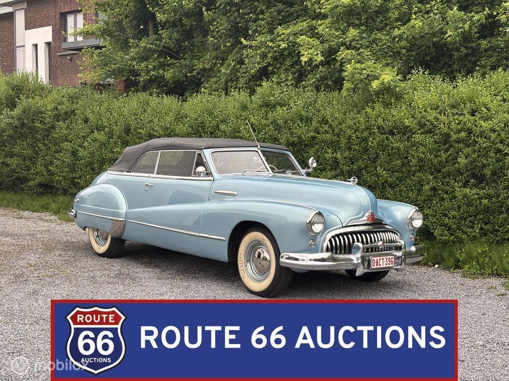 Buick Eight Cabriolet | 1947 | Route 66 Auctions, Auto's, Oldtimers, Overige carrosserieën, Zwart, Bedrijf, Handgeschakeld