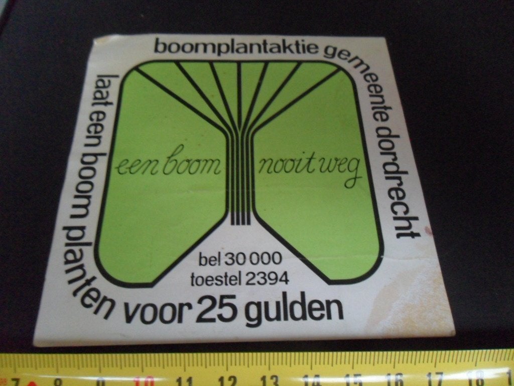 sticker boomplantaktie gemeente dordrecht een boom nooit weg, Ophalen of Verzenden, Zo goed als nieuw