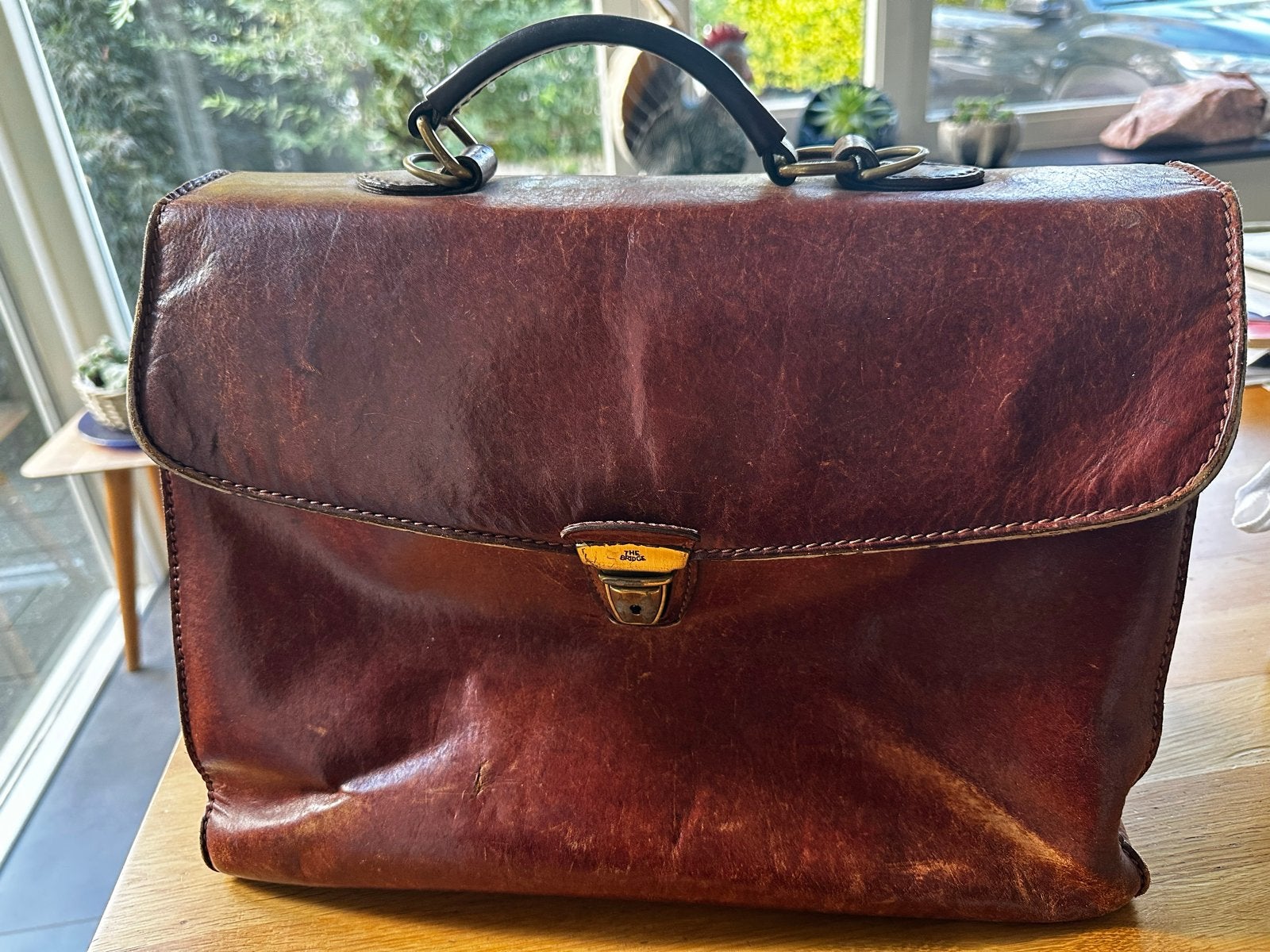 Leren Aktetas The Bridge - Vintage Bruin, 40 tot 60 cm, Gebruikt, Bruin, 35 tot 55 cm