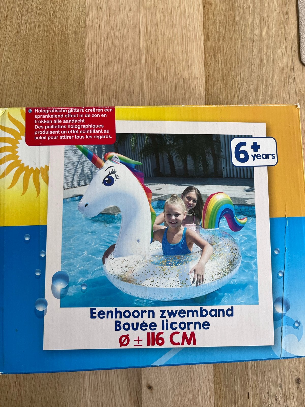 Unicorn zwemband met glitters - Ø 116 CM, Ophalen, Nieuw