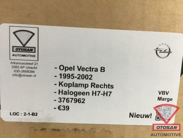 opel vectra 1995 2002 koplamp rechts h7 h7 halogeen nieuw! 3, Ophalen of Verzenden, Kontakt@opel-infoservice.de, Opel, Bahnhofsplatz 1
65423  Russelsheim am Main, DE