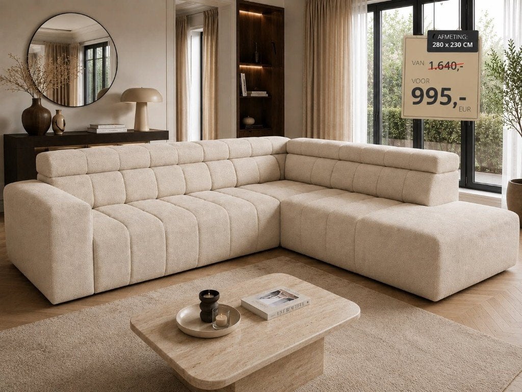 loungebank Baron nu 995 EUR, Ophalen of Verzenden, Nieuw, Vierpersoons of meer, Hoekbank