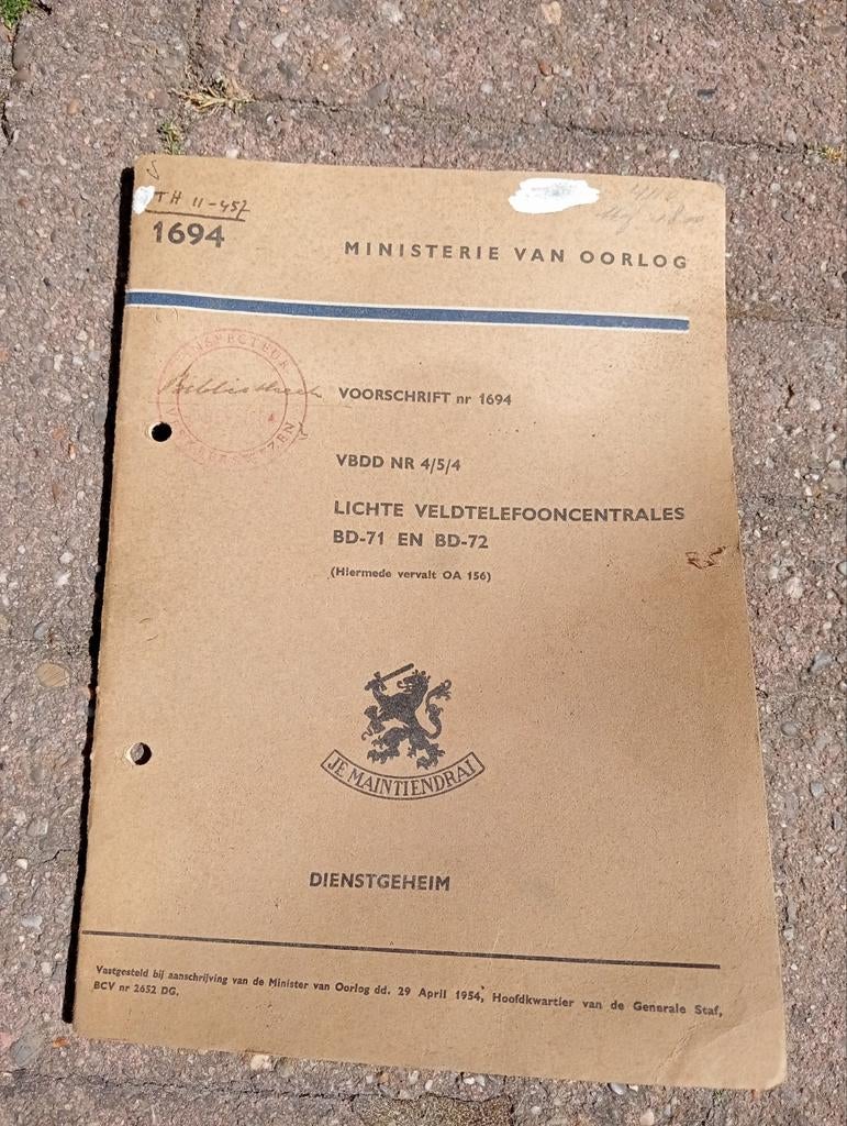 Handleiding switchboard bd-71 en bd-72, Verzamelen, Militaria | Algemeen, Ophalen of Verzenden