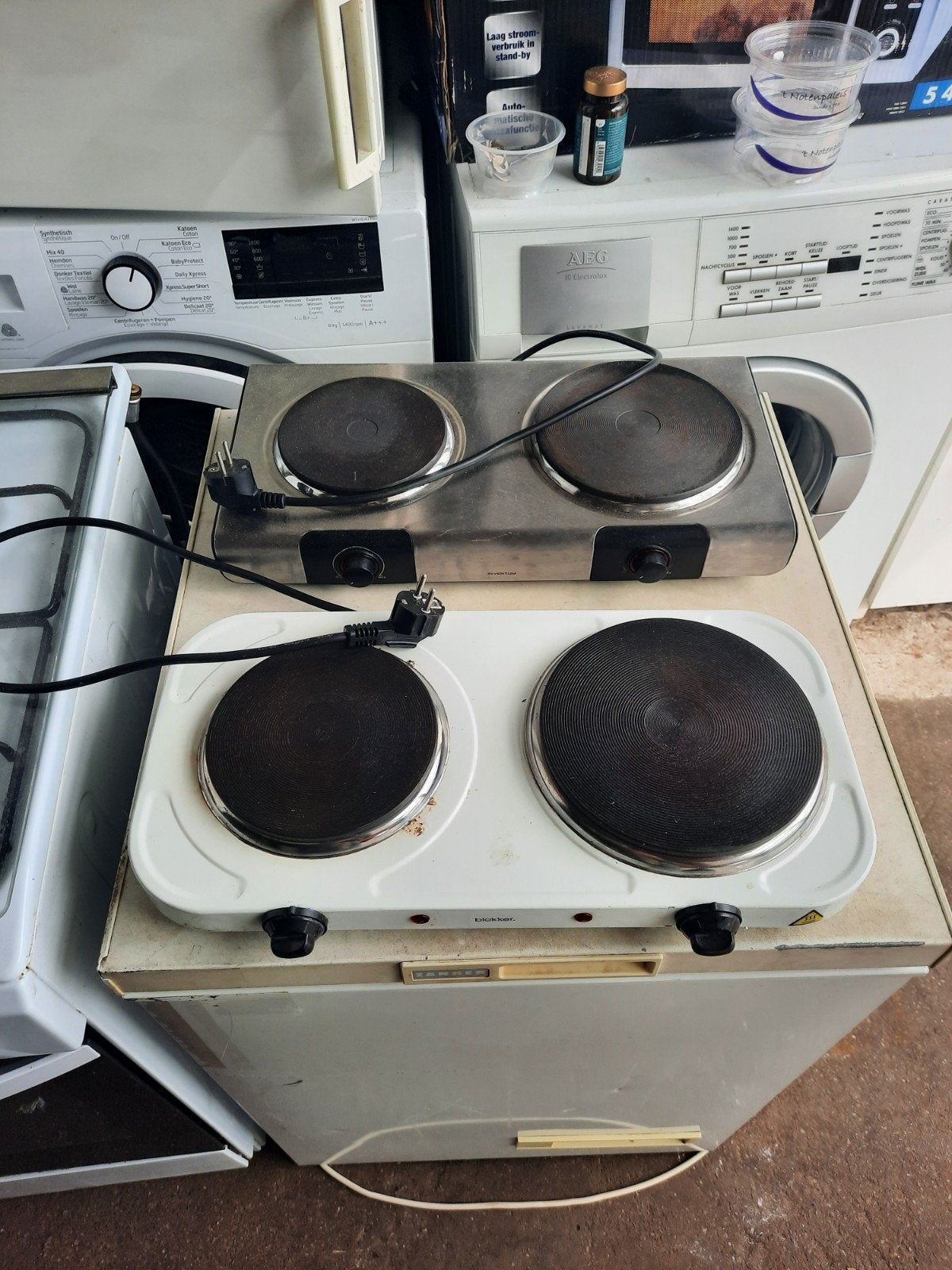 2 Pits Elektrische Kookplaat, Ophalen, Gebruikt, 3 kookzones of minder, Vrijstaand