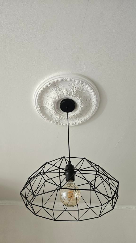 Moderne Zwarte Draadlamp - Plafondlamp met Edison Bol, Ophalen of Verzenden, Zo goed als nieuw, Metaal, Minder dan 50 cm