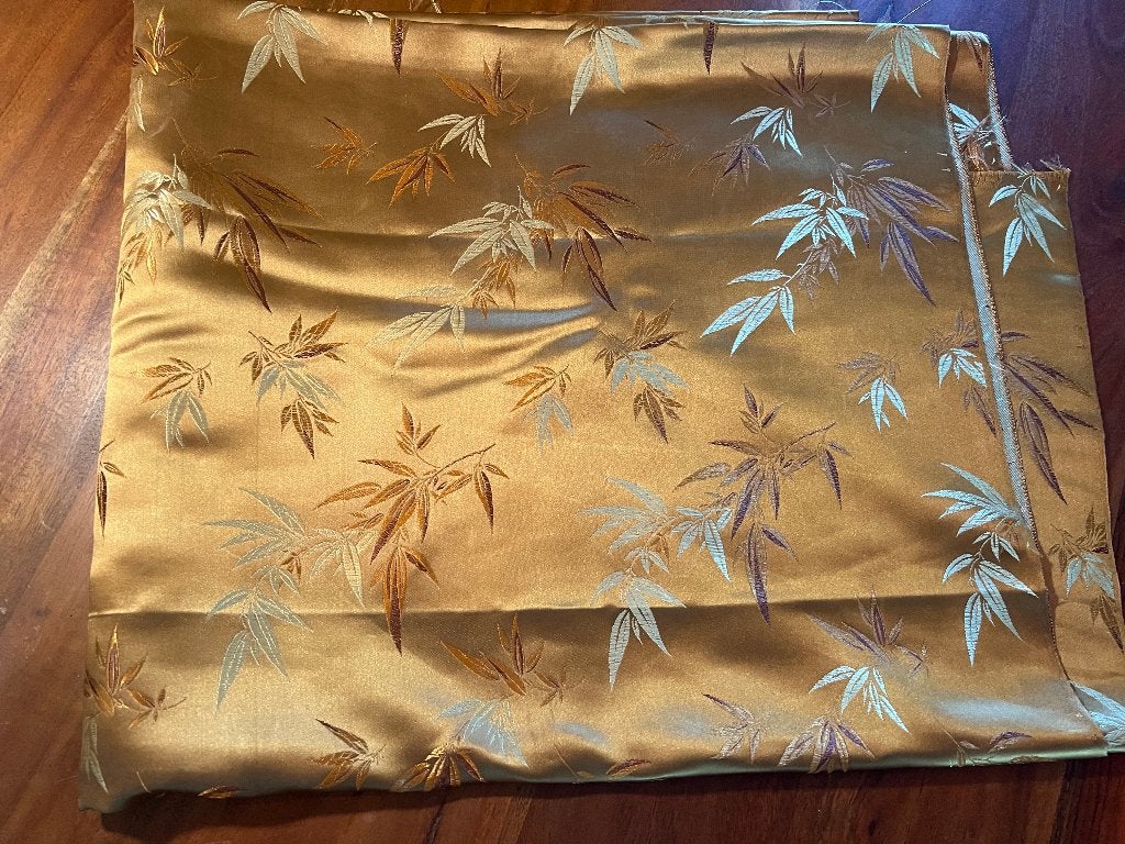 Vintage Japanse Chinese coupon stof silk kimono goudkleurig, 120 cm of meer, Nieuw, Ophalen of Verzenden, 30 tot 200 cm