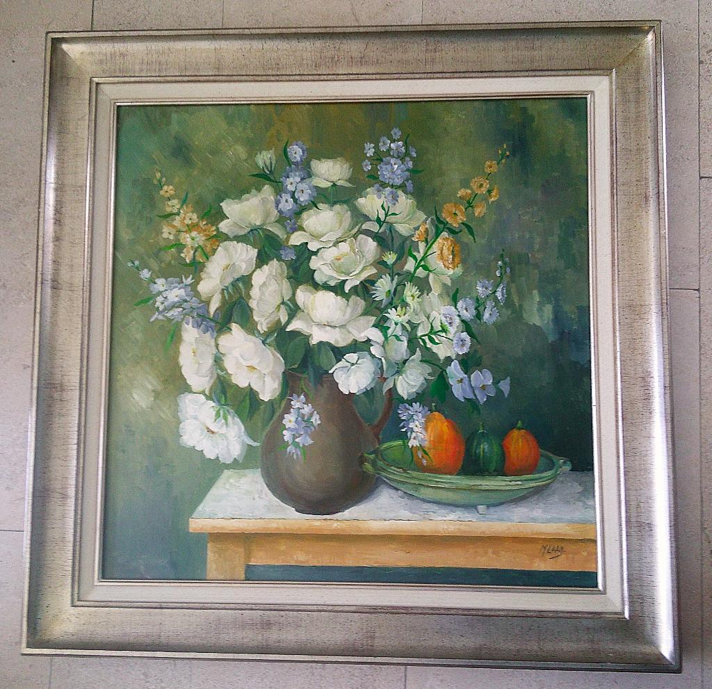 Bloemenweelde in vaas ca. 1980 - gesigneerd M. Laan, Ophalen