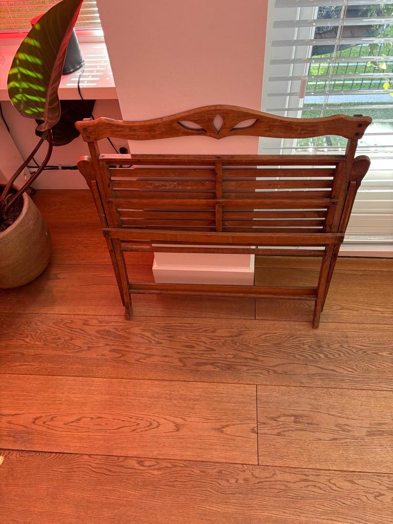 Oud eikenhouten opvouwbaar bankje, Gebruikt, 50 tot 75 cm, Ophalen of Verzenden, 75 tot 100 cm